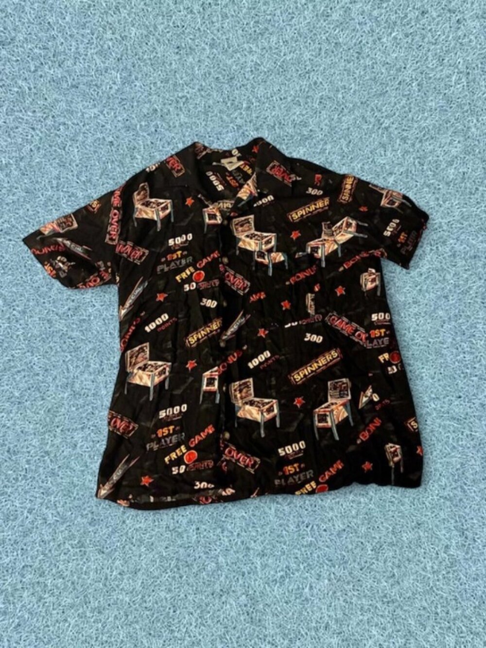 Vintage Kennington Pinball Pinup Arcade Shirt Black Mens Medium (M)